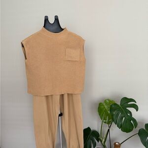 Sleeveless Tan top and sweat pants set